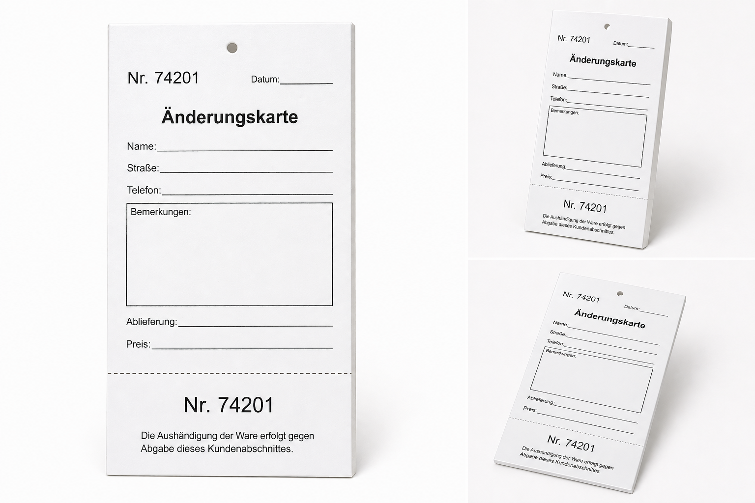 Änderungskarten weiß - 140x70mm