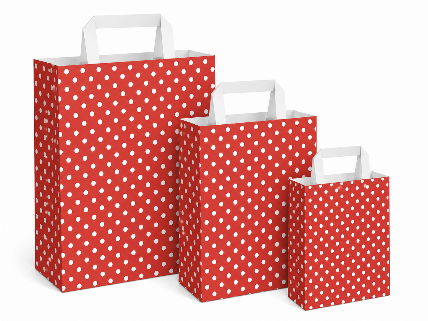 Papiertüten Punkte rot - Flachgriff