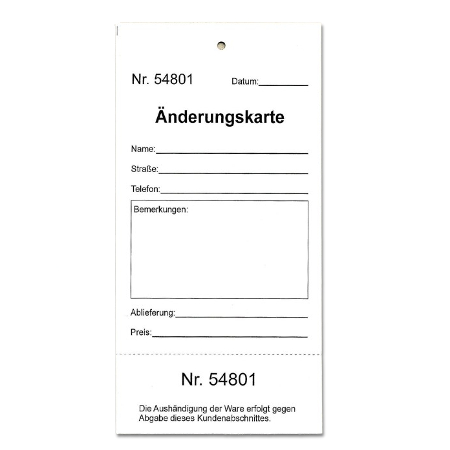 Änderungskarten weiß - 140x70mm Änderungskarten weiß - 140x70mm