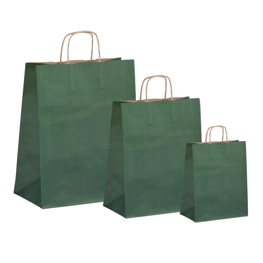 Papiertüten dunkelgrün - Kordelgriff Papiertüten dunkelgrün - Kordelgriff