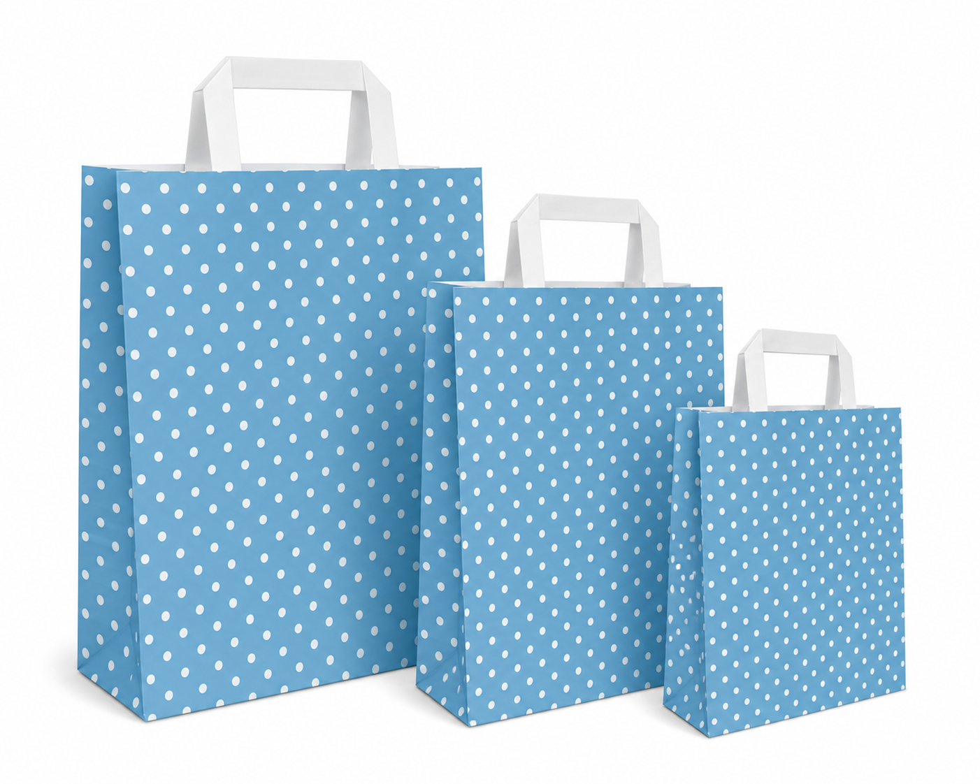 Papiertüten Punkte hellblau - Flachgriff