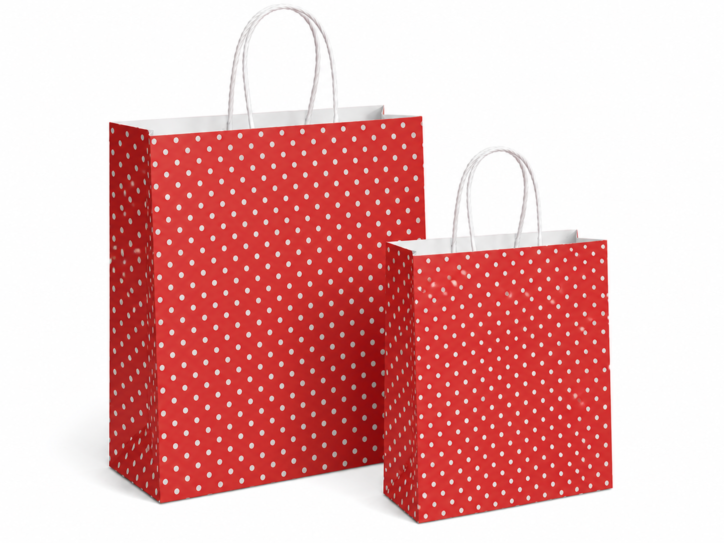Papiertüten Punkte rot - Kordelgriff