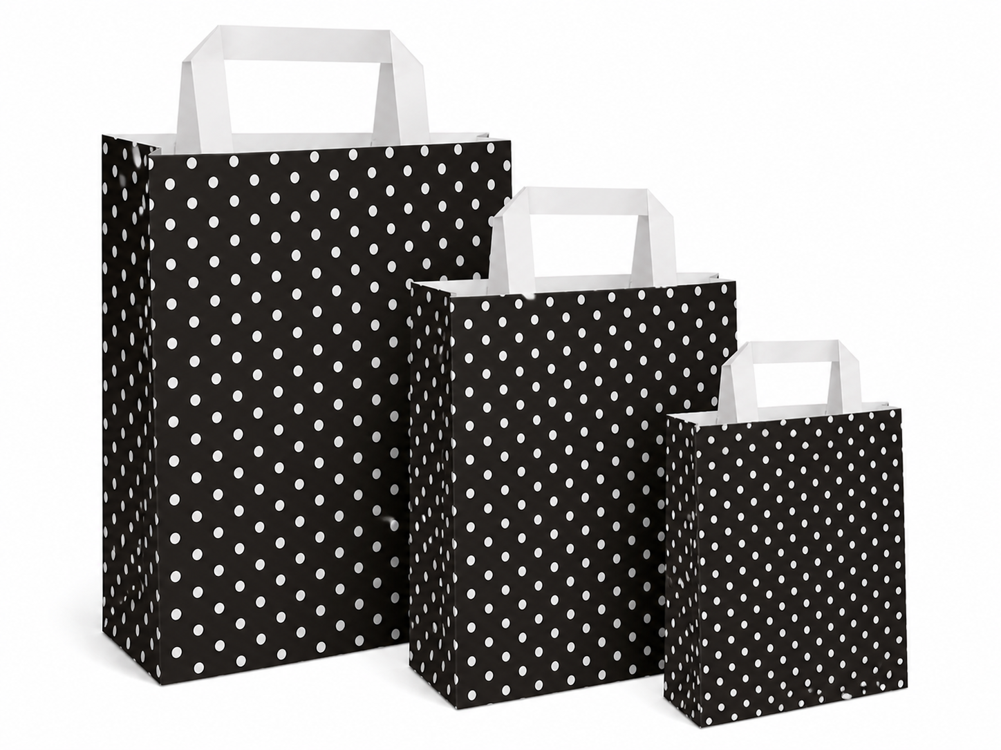 Papiertüten Punkte schwarz - Flachgriff