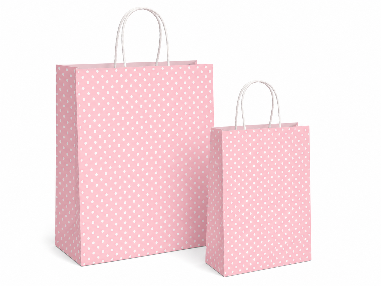 Papiertüten Punkte rosa - Kordelgriff
