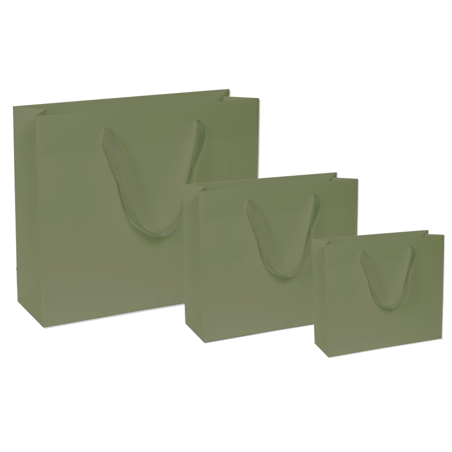 Papiertüten grün - Stoffband Papiertüten grün - Stoffband
