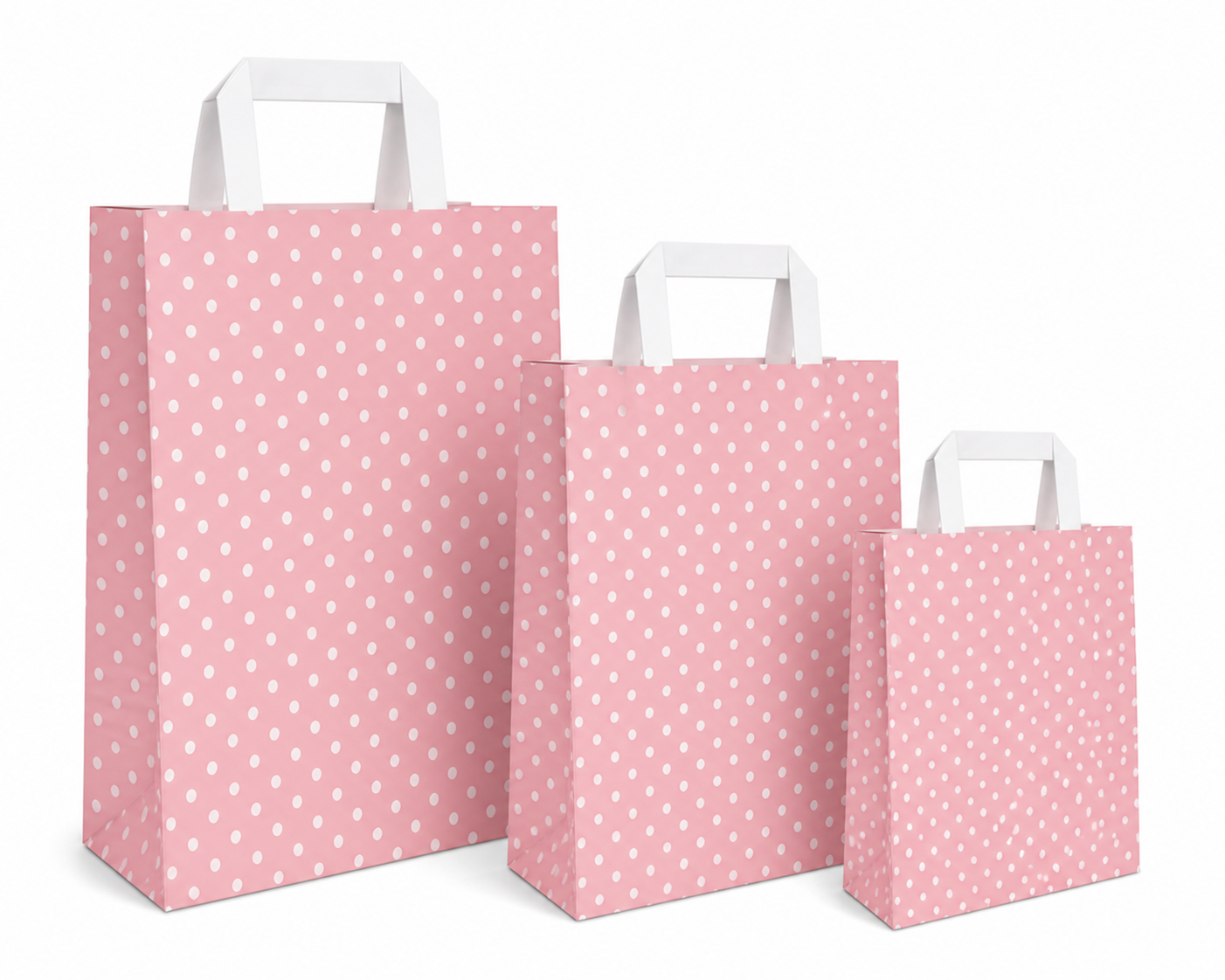 Papiertüten Punkte rosa - Flachgriff