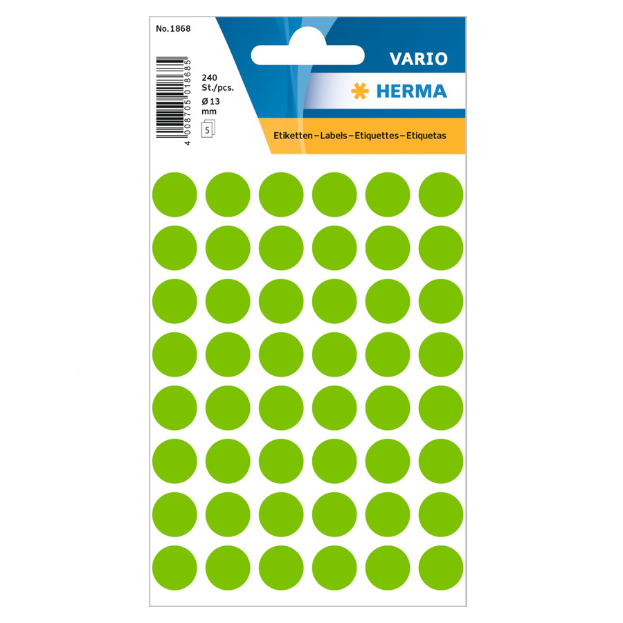 Farbpunkte leuchtgrün Ø 13mm, 1868 Farbpunkte leuchtgrün Ø 13mm, 1868